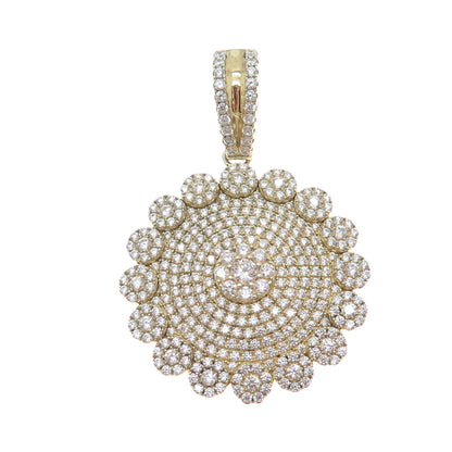 925 Sterling Silver Gold Plated Round-Cut Shaped C Z Sparkle Pendant