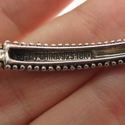 BARBARA BIXBY 925 Sterling Silver 18K Gold Pearl Charm Adjustable Bracelet 7.25"