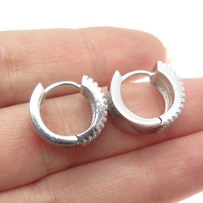 925 Sterling Silver Round-Cut C Z Multi-Row Hoop Earrings