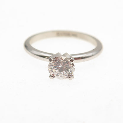 925 Sterling Silver Vintage Round-Cut C Z Engagement Ring Size 5.75
