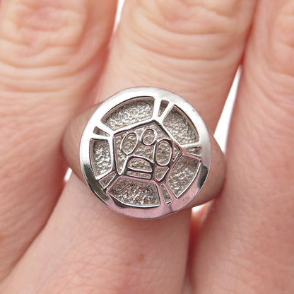 925 Sterling Silver Vintage Dog Paw Signet Ring Size 7.75