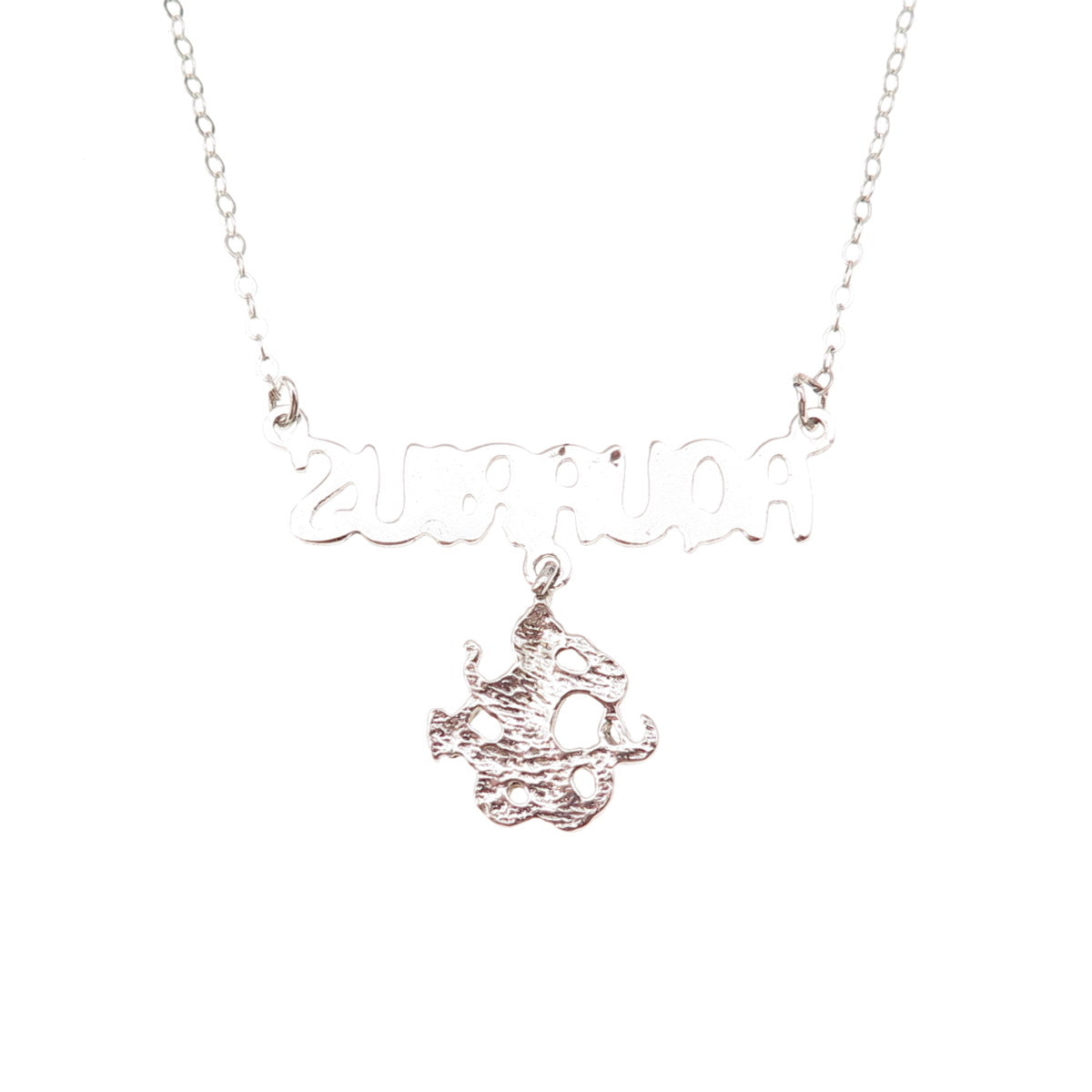 925 Sterling Silver Vintage Aquarius Zodiac Sign Cable Chain Necklace 18"