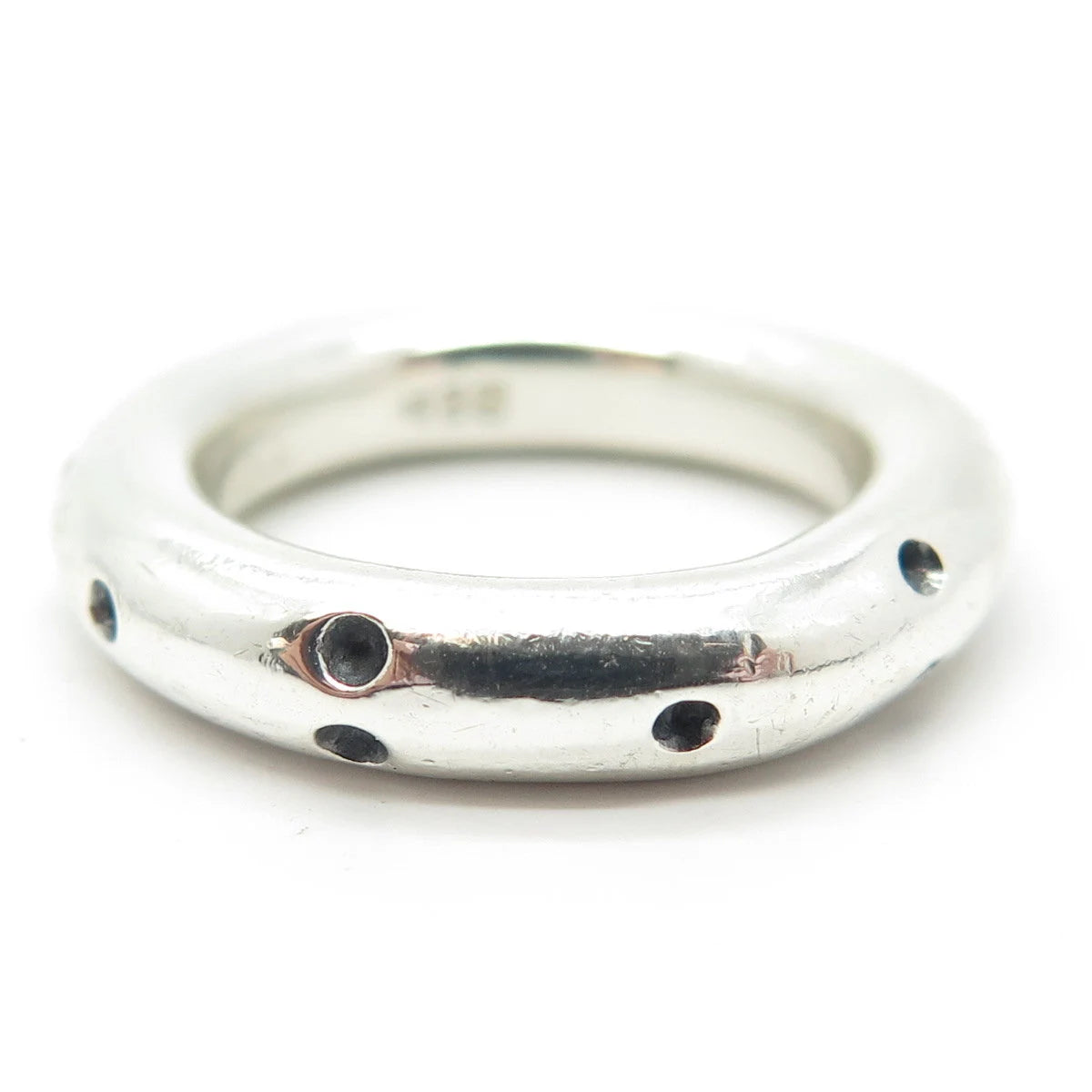 925 Sterling Silver Vintage Dots Band Ring Size 7.25