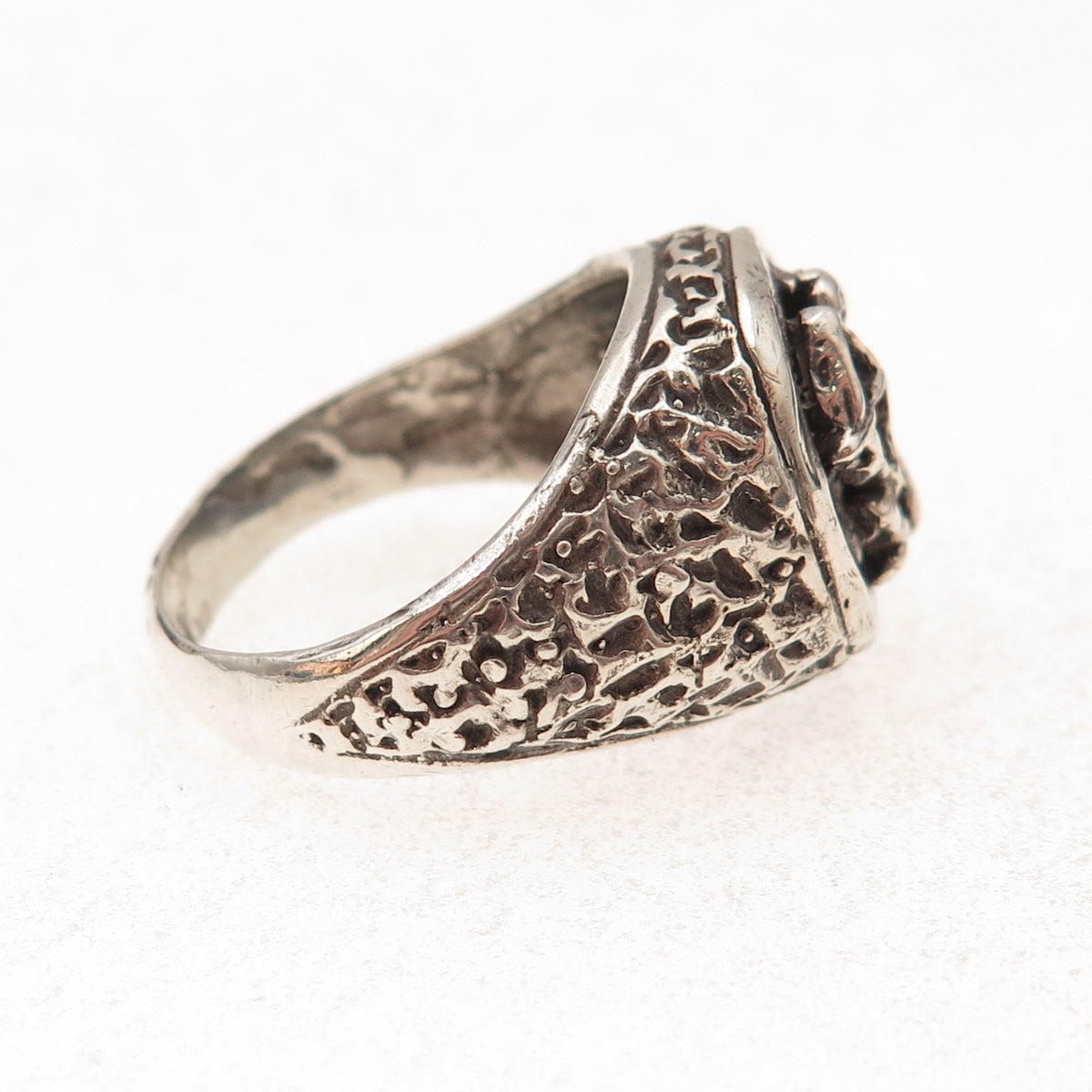 925 Sterling Silver Vintage Sagittarius Zodiac Sign Oxidized Signet Ring Size 11