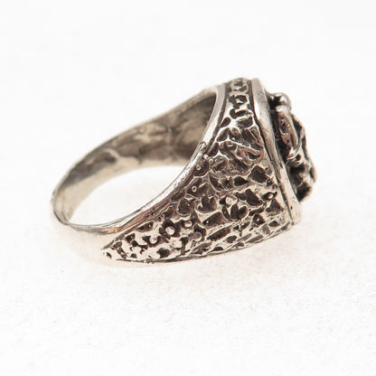 925 Sterling Silver Vintage Sagittarius Zodiac Sign Oxidized Signet Ring Size 11