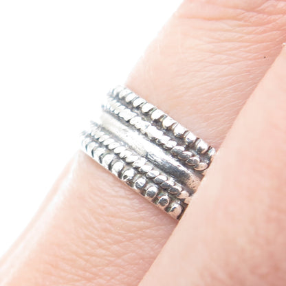 925 Sterling Silver Vintage Granulated Oxidized Band Ring Size 8.5