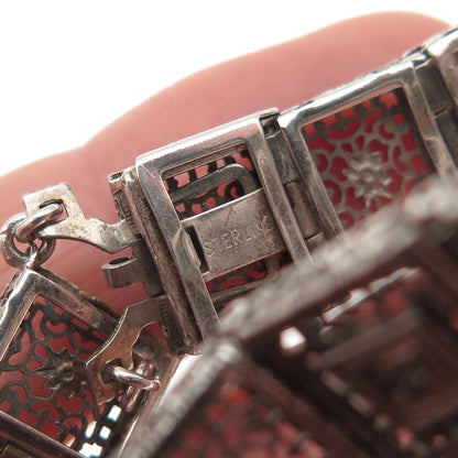 Sterling Antique Rhinestone Real Diamond Filigree Bracelet 7.25" (broken link)