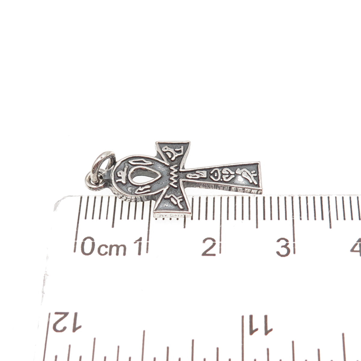 800 Silver Vintage Egyptian Ankh Oxidized Charm Pendant