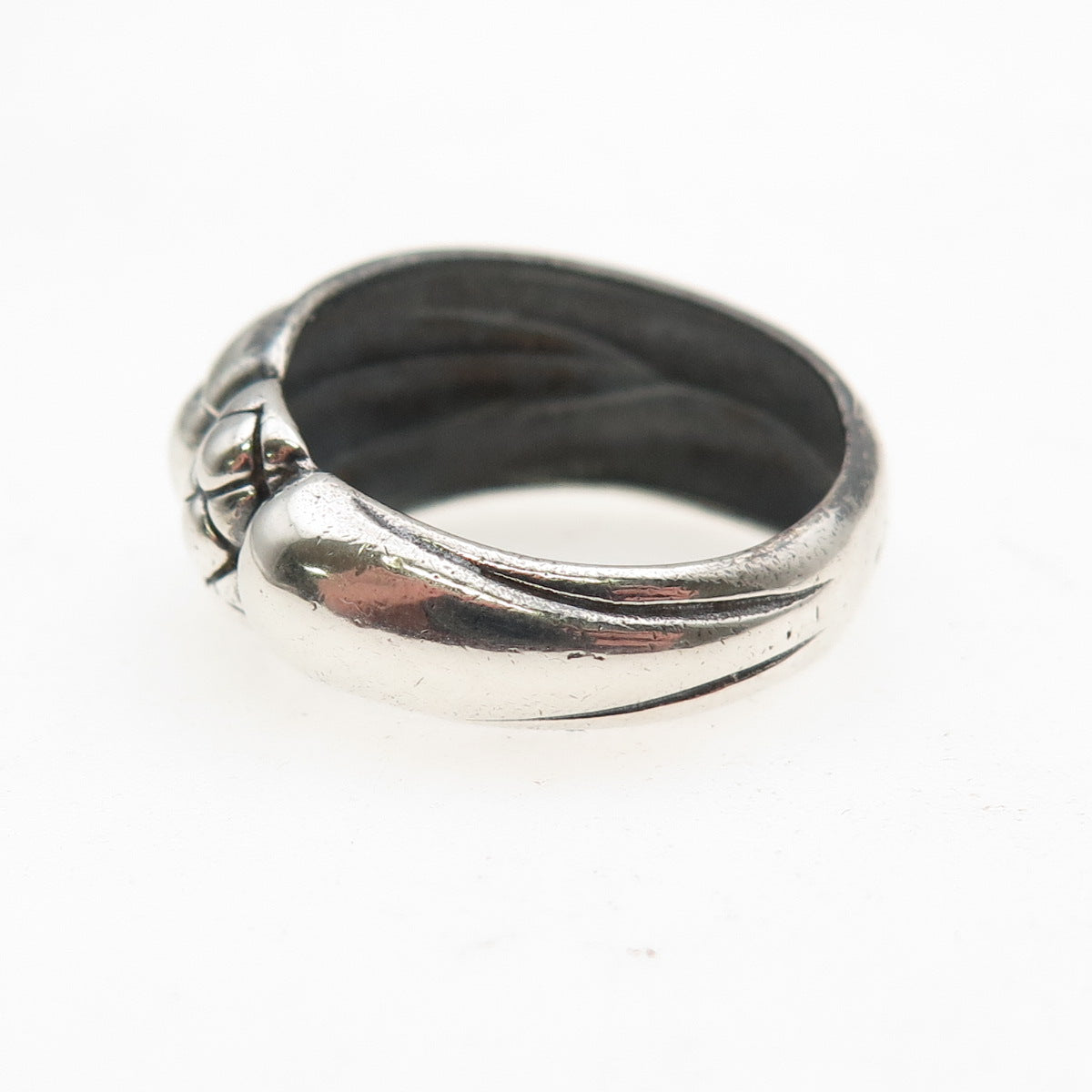 925 Sterling Silver Vintage Italy Modernist Oxidized Ring Size 6.75