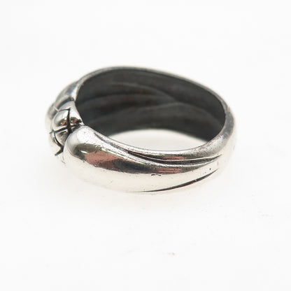 925 Sterling Silver Vintage Italy Modernist Oxidized Ring Size 6.75