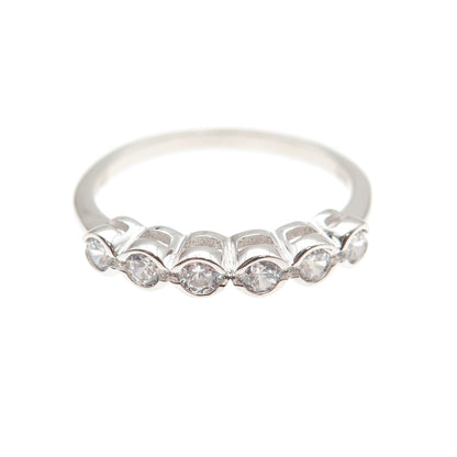 925 Sterling Silver Round-Cut C Z Half Eternity Band Ring Size 7.25