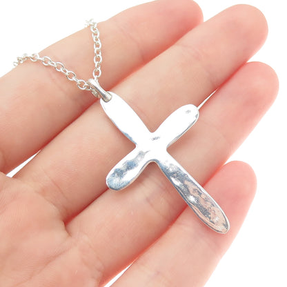 Old Pawn 925 Sterling Silver Vintage Turquoise Cross Cable Chain Necklace 20"