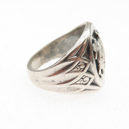 925 Sterling Silver Antique WWII US Maritime Service Signet Ring Size 8.5