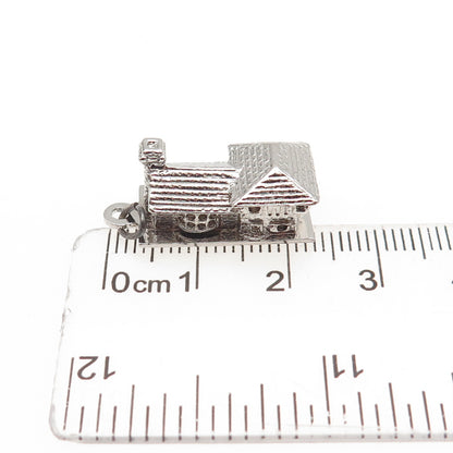 Spencer Co. 925 Sterling Silver Vintage House 3D Mini Charm Pendant