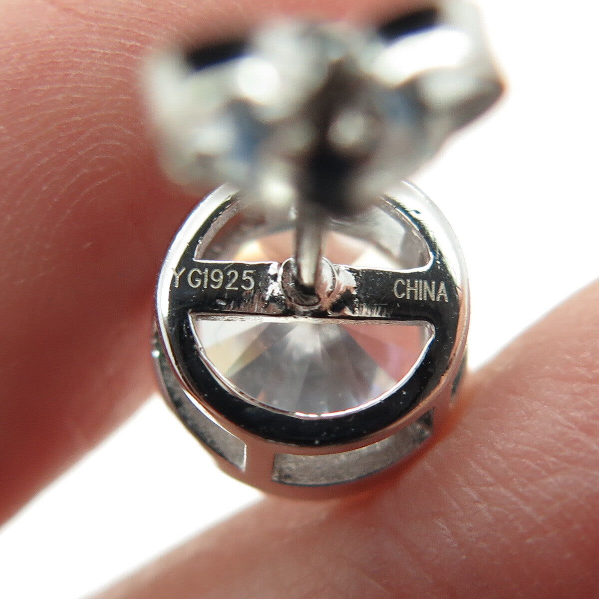 925 Sterling Silver Round-Cut C Z Stud Earrings