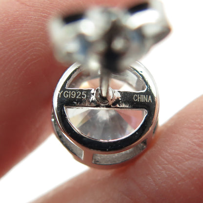 925 Sterling Silver Round-Cut C Z Stud Earrings