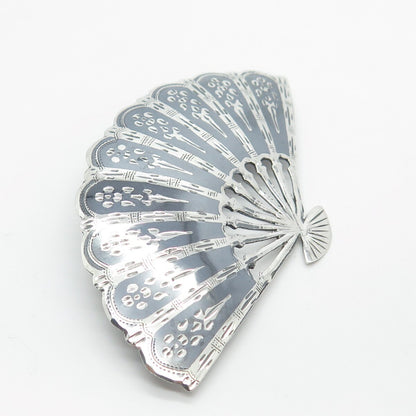 925 Sterling Silver Vintage SIAM Fan Pin Brooch