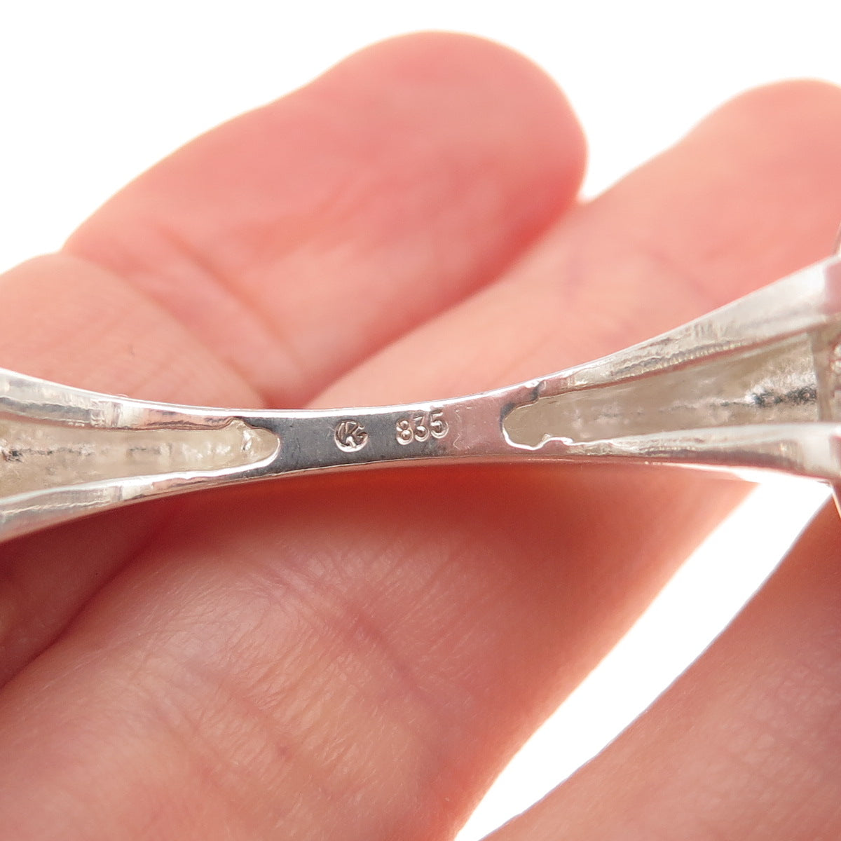 Gayer & Krauss 835 Silver Vintage Germany Horsebit Modernist Bracelet 6.75"