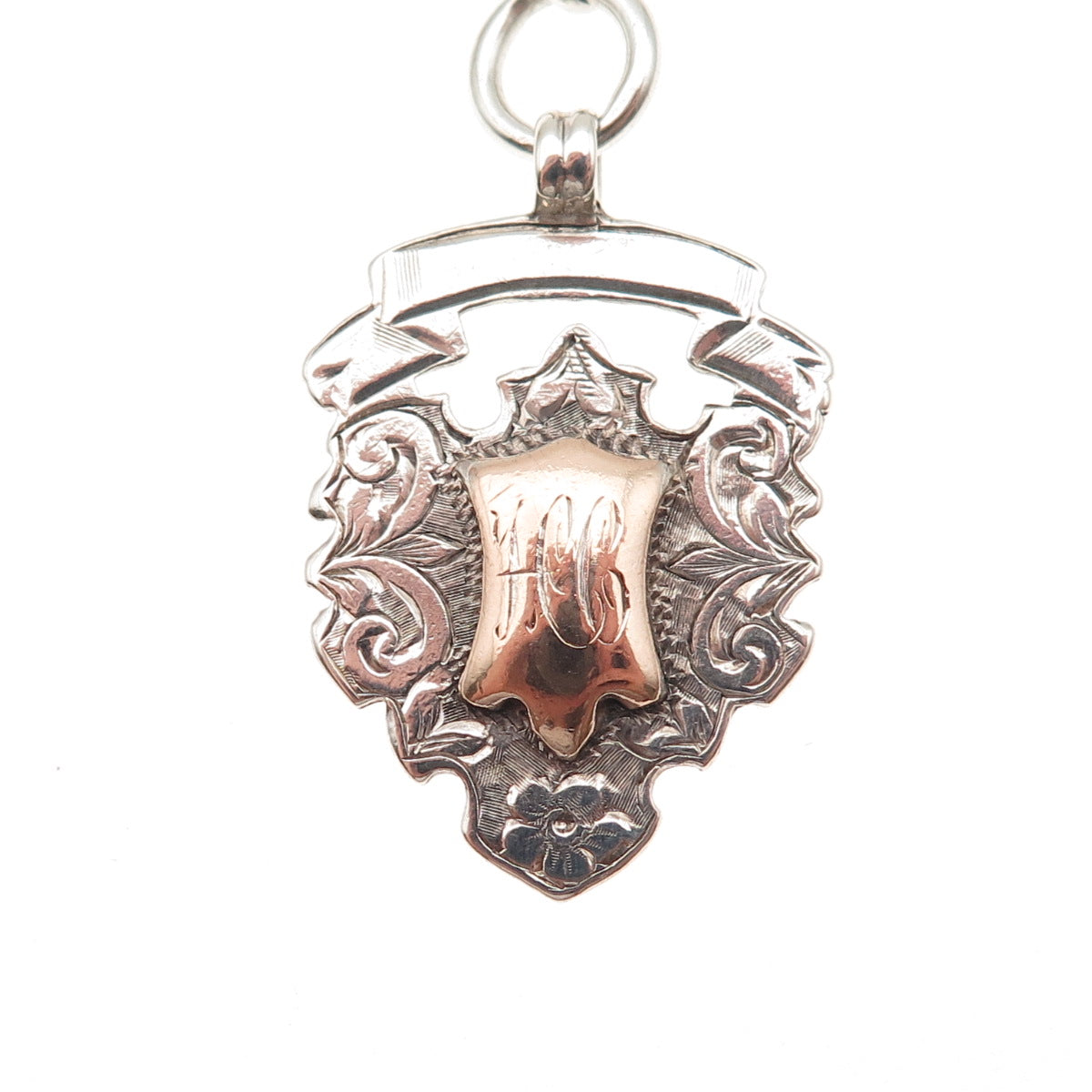 H. Brockwell C.E. Adams 925 Sterling Gold Antique 1904-09 Pocket Watch Fob Chain