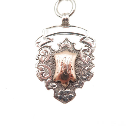 H. Brockwell C.E. Adams 925 Sterling Gold Antique 1904-09 Pocket Watch Fob Chain