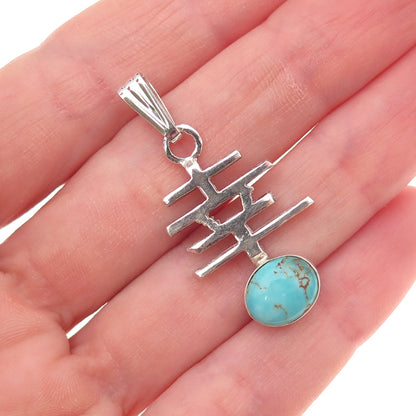 Renell Sterling Silver Vintage 2005 Turquoise Fortune Chinese Character Pendant