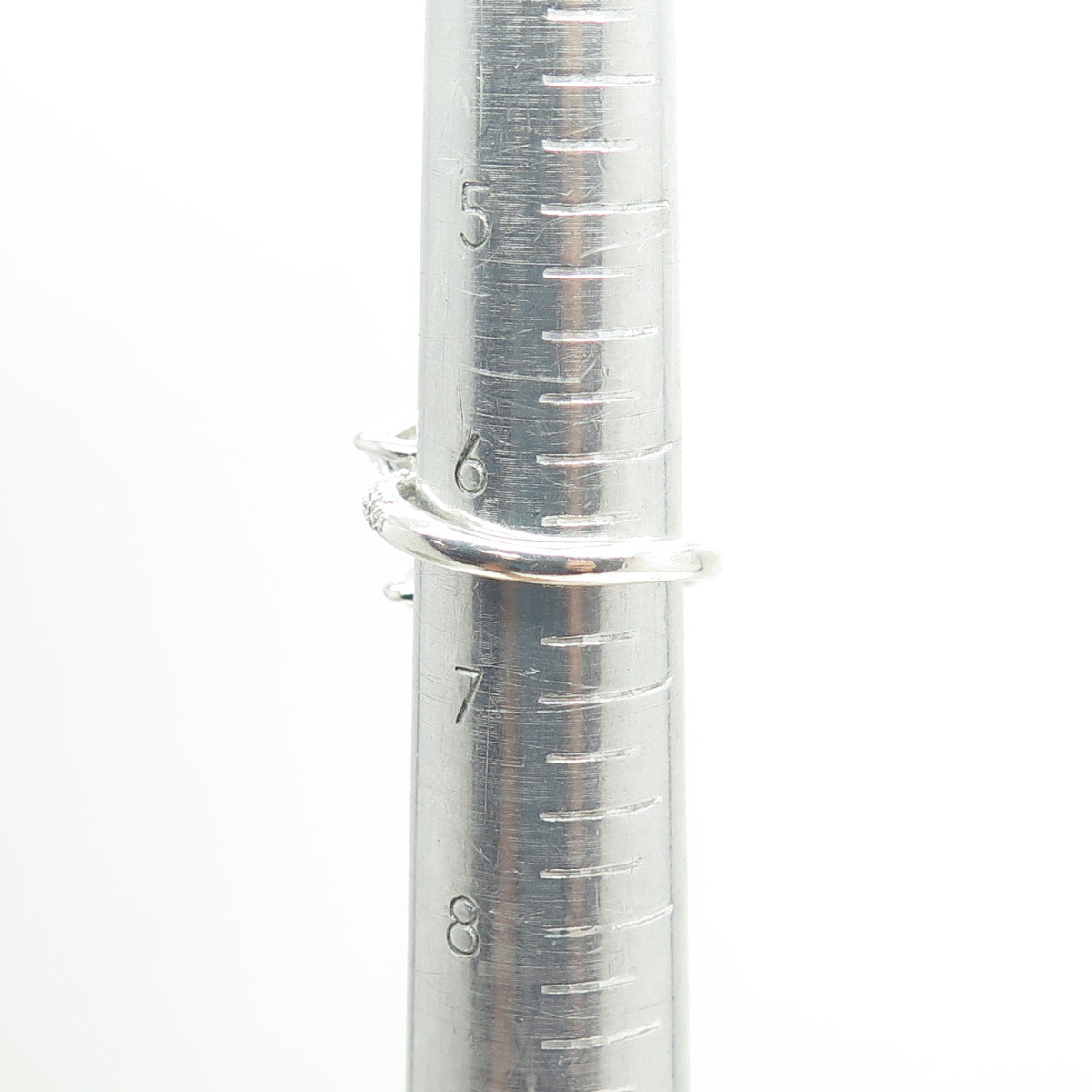 925 Sterling Silver Marquise-Cut Shaped C Z Overlap Ring Size 6.5