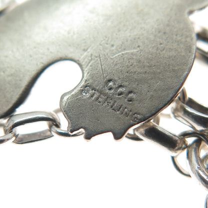 COLEMAN & S. NYE Sterling Antique Enamel Turquoise Multi-Charm Bracelet 7.25"