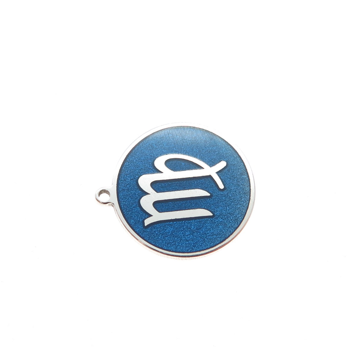 TOKEMOTI 925 Sterling Silver Blue Enamel Virgo Zodiac Minimalist Charm Pendant