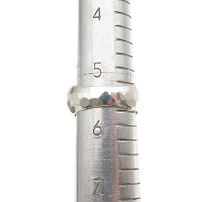 925 Sterling Silver Vintage Mexico Modernist Hammered Ring Size 5.75