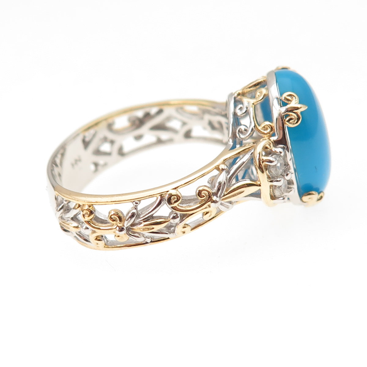 Michael Valitutti Gems En Vogue Sterling Silver Turquoise & Topaz Ring Size 8.25