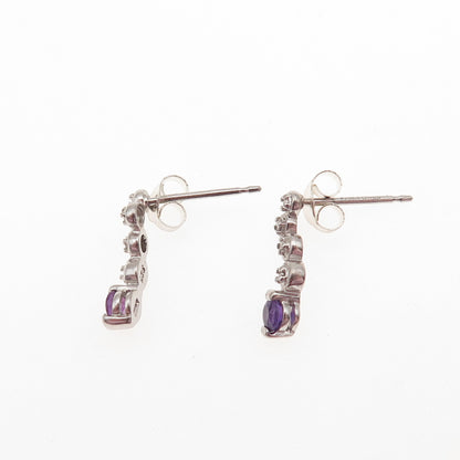 Ross Simons 925 Sterling Silver Real Amethyst Drop Earrings