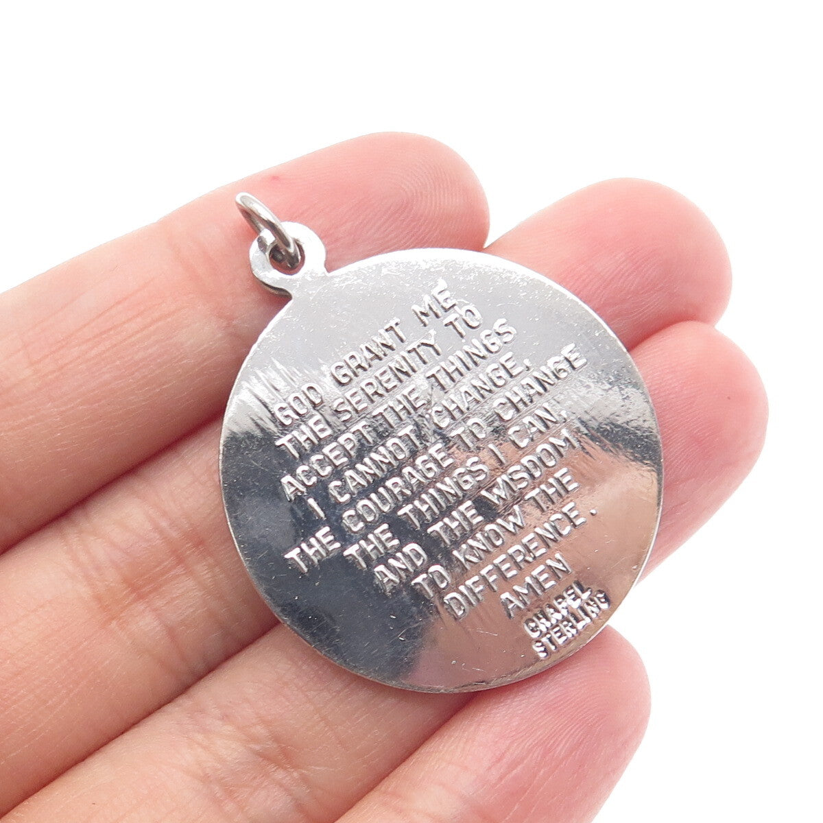 CHAPEL 925 Sterling Silver Antique Art Deco Prayer Hands Religious Charm Pendant
