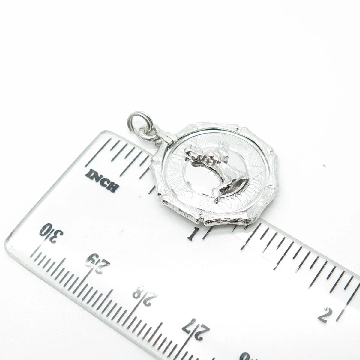 925 Sterling Silver Antique Art Deco Holy Communion Religious Medal Pendant