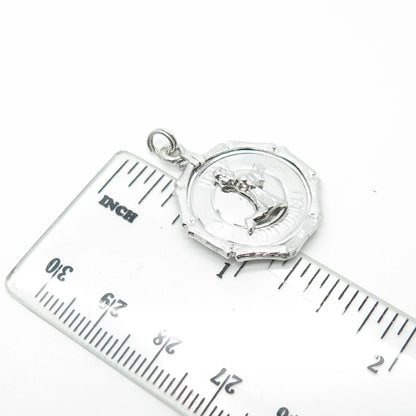 925 Sterling Silver Antique Art Deco Holy Communion Religious Medal Pendant