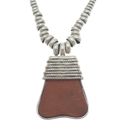 950 Silver Vintage Peruvian Clay Pottery Tribal Wheat Chain Necklace 20-22"