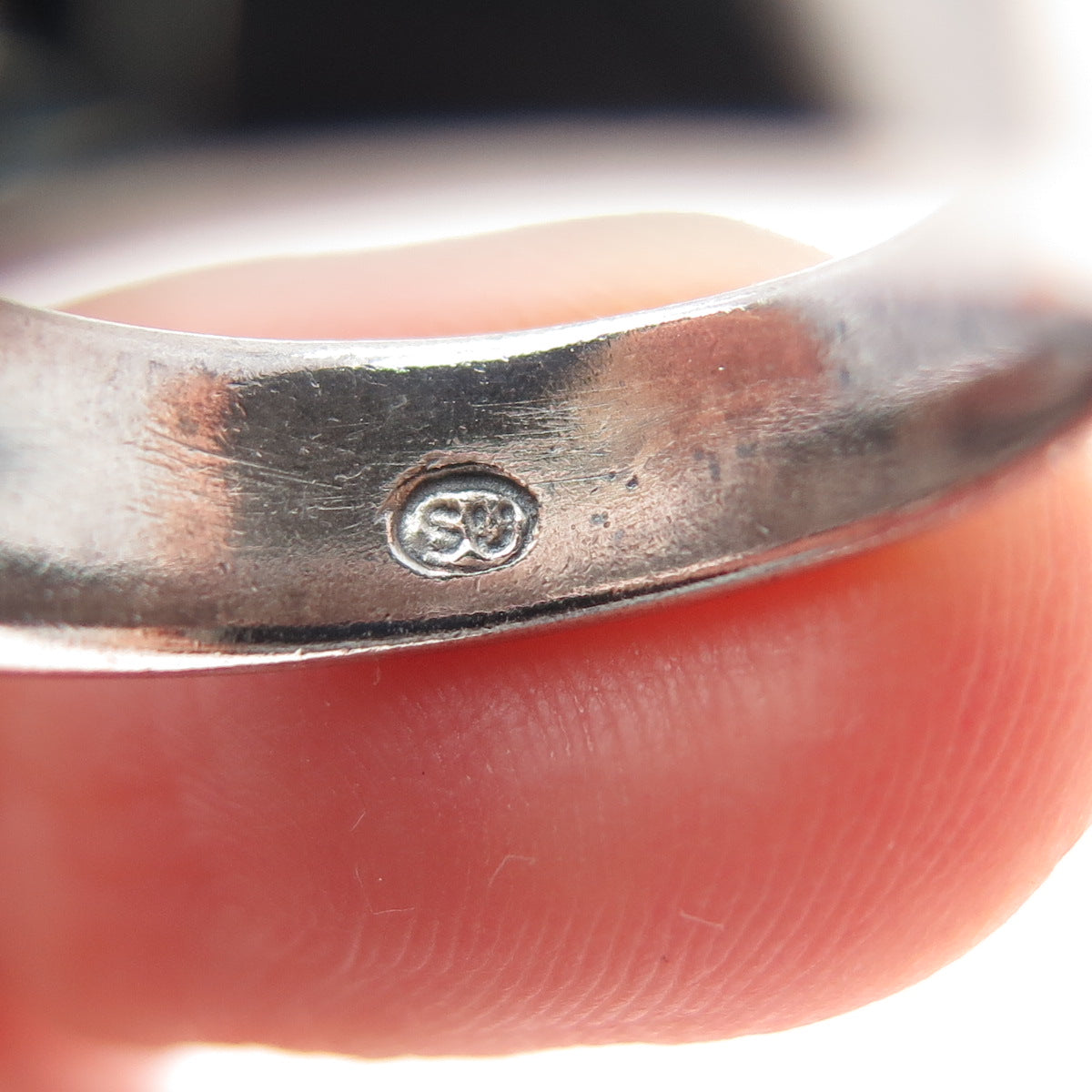 925 Sterling Silver Vintage Heart Oxidized Band Ring Size 7