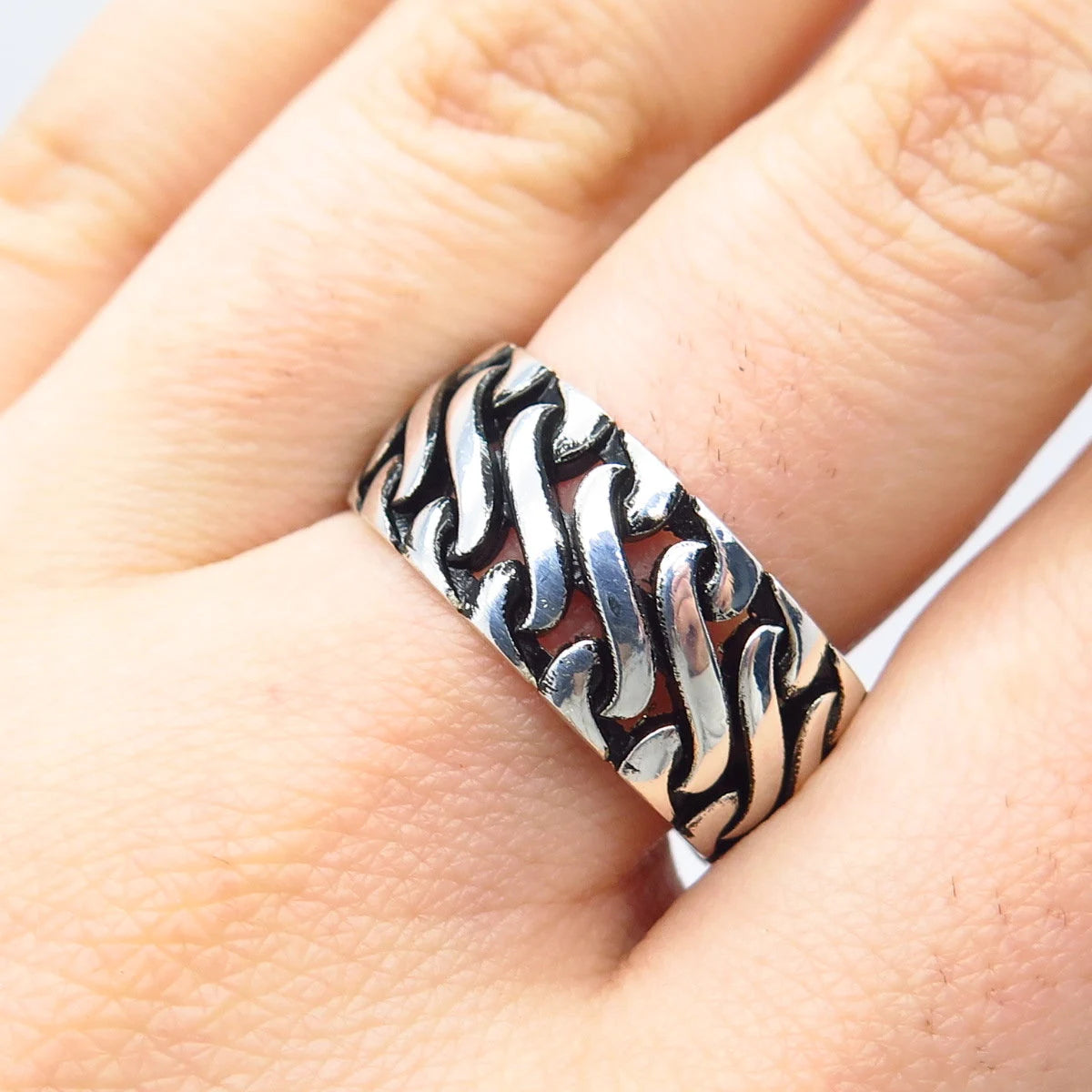 925 Sterling Silver Vintage Braided Band Ring Size 9.5