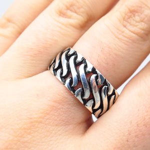 925 Sterling Silver Vintage Braided Band Ring Size 9.5