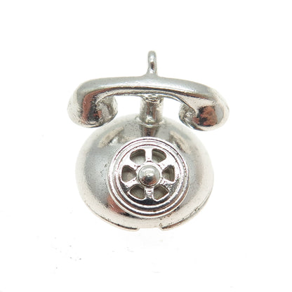 DANECRAFT Sterling Silver Antique Art Deco Rotary Telephone Minimalist Pendant