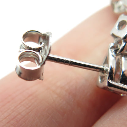 925 Sterling Silver Pear & Round-Cut Shaped C Z Dangle Earrings