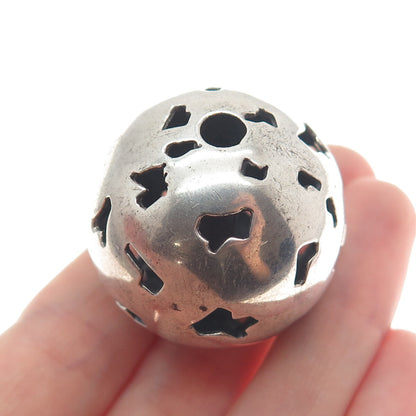 CARME 925 Sterling Silver Vintage Modernist Hollow Ball Bead Slide Pendant