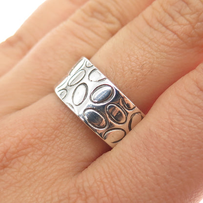 925 Sterling Silver Vintage Modernist Wide Band Ring Size 9