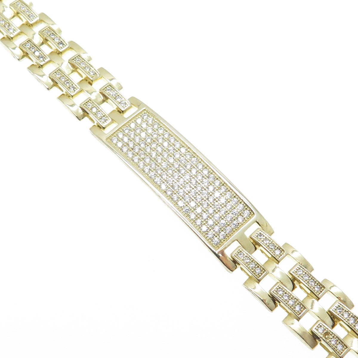 925 Sterling Silver Gold Plated C Z ID Panther Link Bracelet 7.75"