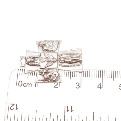 925 Sterling Silver Antique Art Deco 4-Way Cross Oxidized Charm Pendant