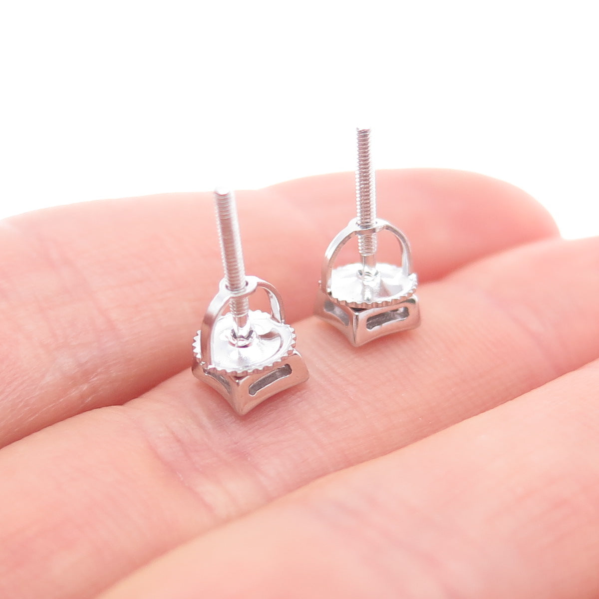 925 Sterling Silver Real Round-Cut White Topaz Square Stud Earrings