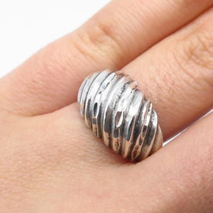 925 Sterling Silver Vintage Ribbed Ring Size 6.75