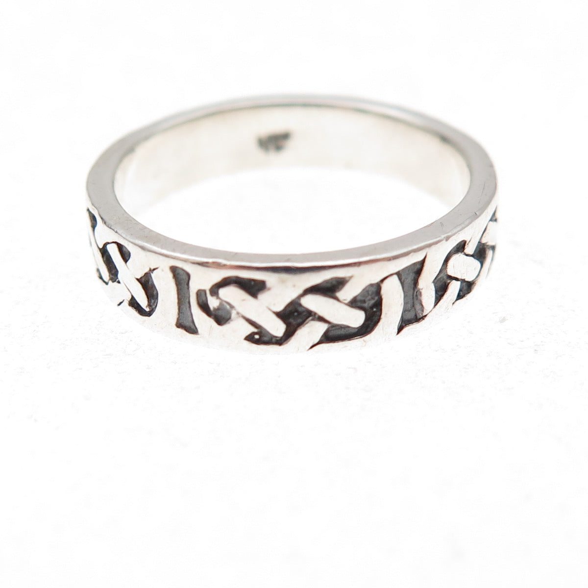 Chapal Zenray 925 Sterling Silver Vintage Celtic Knot Oxidized Band Ring Size 5