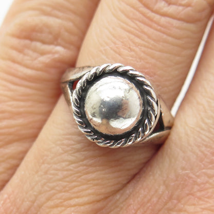 SUNRISE 925 Sterling Silver Vintage Roped Dome Oxidized Ring Size 6.25