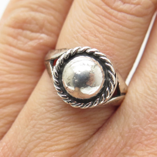 SUNRISE 925 Sterling Silver Vintage Roped Dome Oxidized Ring Size 6.25