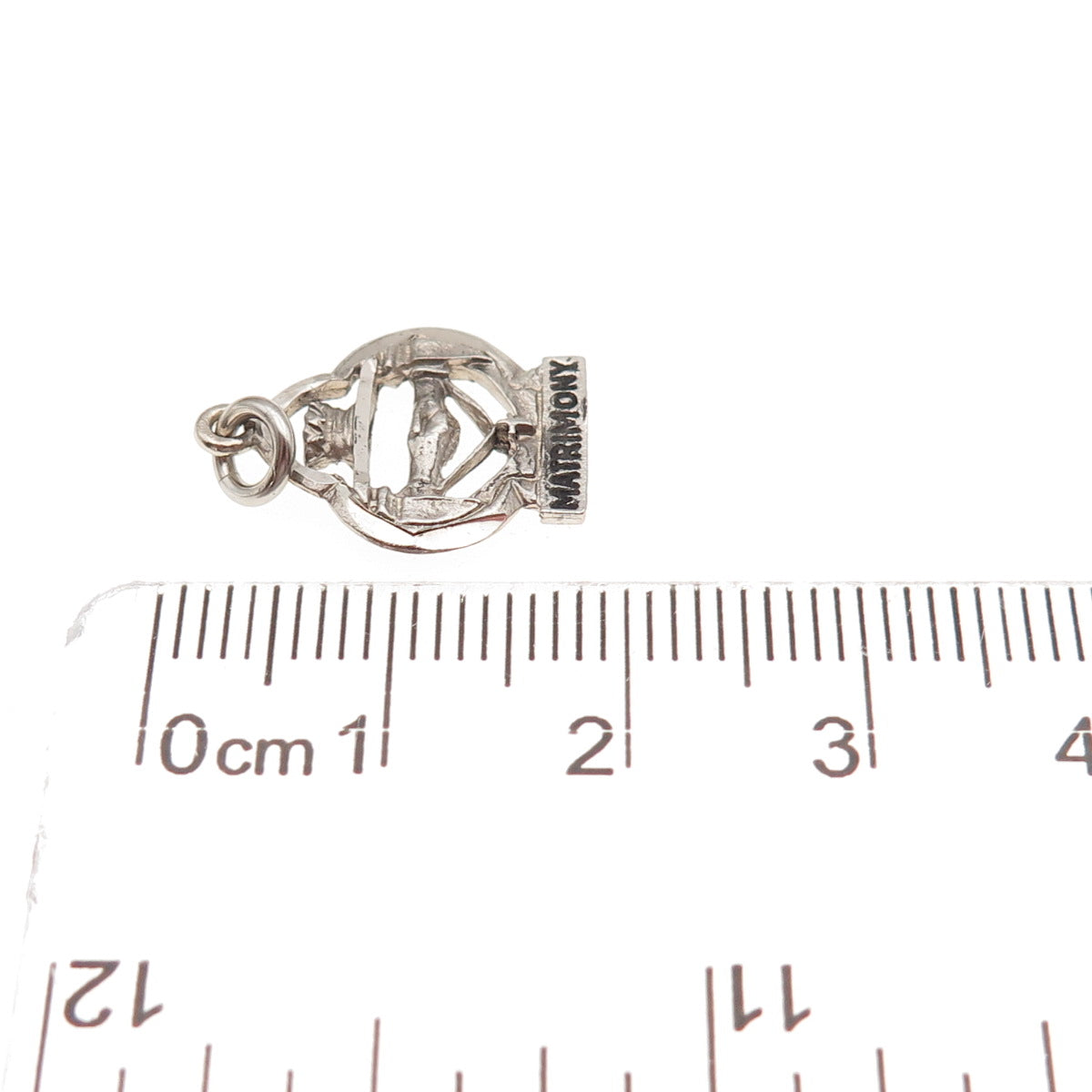 925 Sterling Silver Vintage Sacrament of Marriage Matrimony Mini Charm Pendant